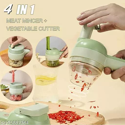 4 in 1 Handheld Electric Vegetable Cutter, USB Rechargeable Vegetable Cutter Slicer