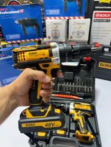 DeWalt 48V Cordless Hammer Drill – 3-in-1 Multifunction Power Tool with Dual Lithium Batteries