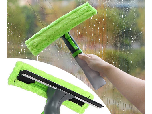 3-in-1 Window Cleaner Spray Bottle Squeegee Wiper Microfibre Pad Glass Cleaning